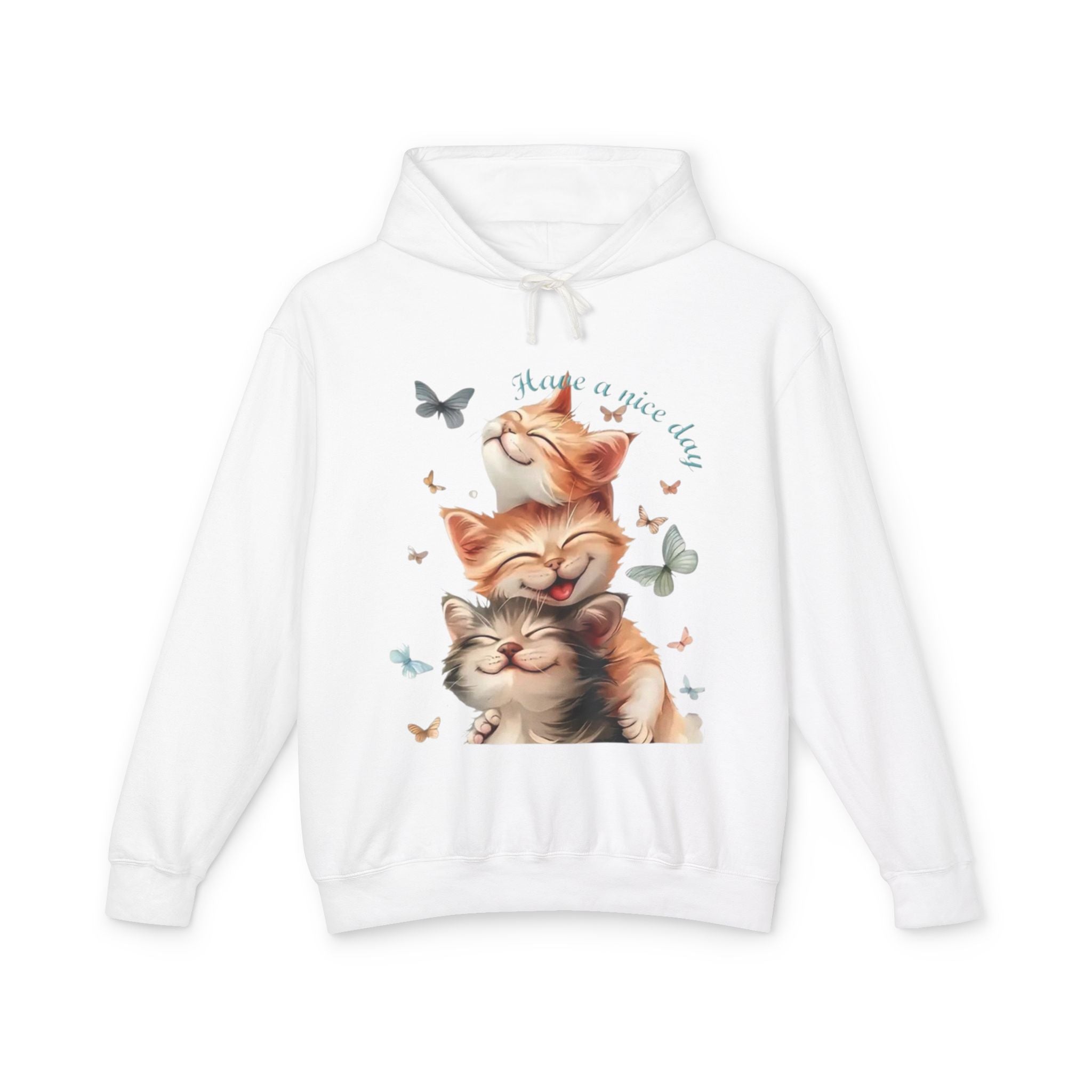 Cat Stack Hoodie – "Have a purrfect day" Cute Cat Graphic Hooded Sweatshirt