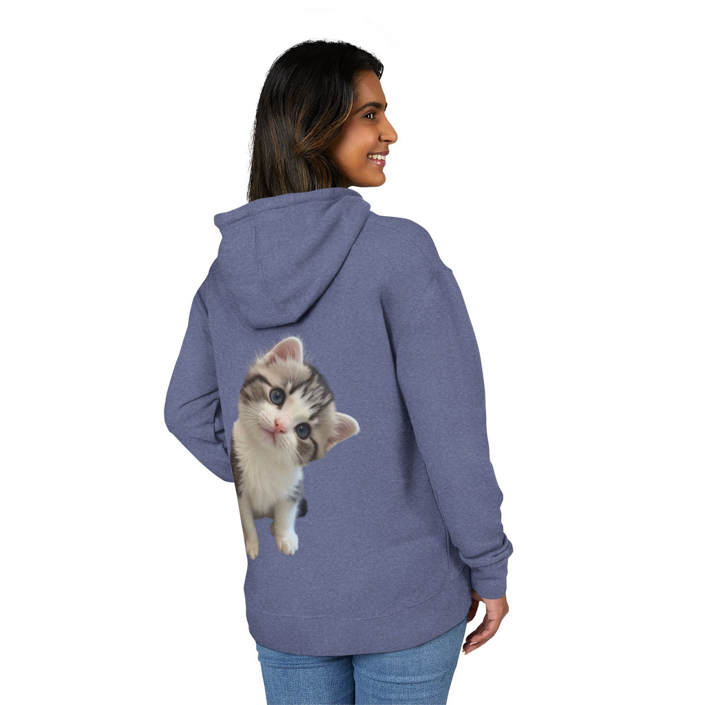 Cute Kitten Hoodie | Curious Tabby Cat Graphic on Back