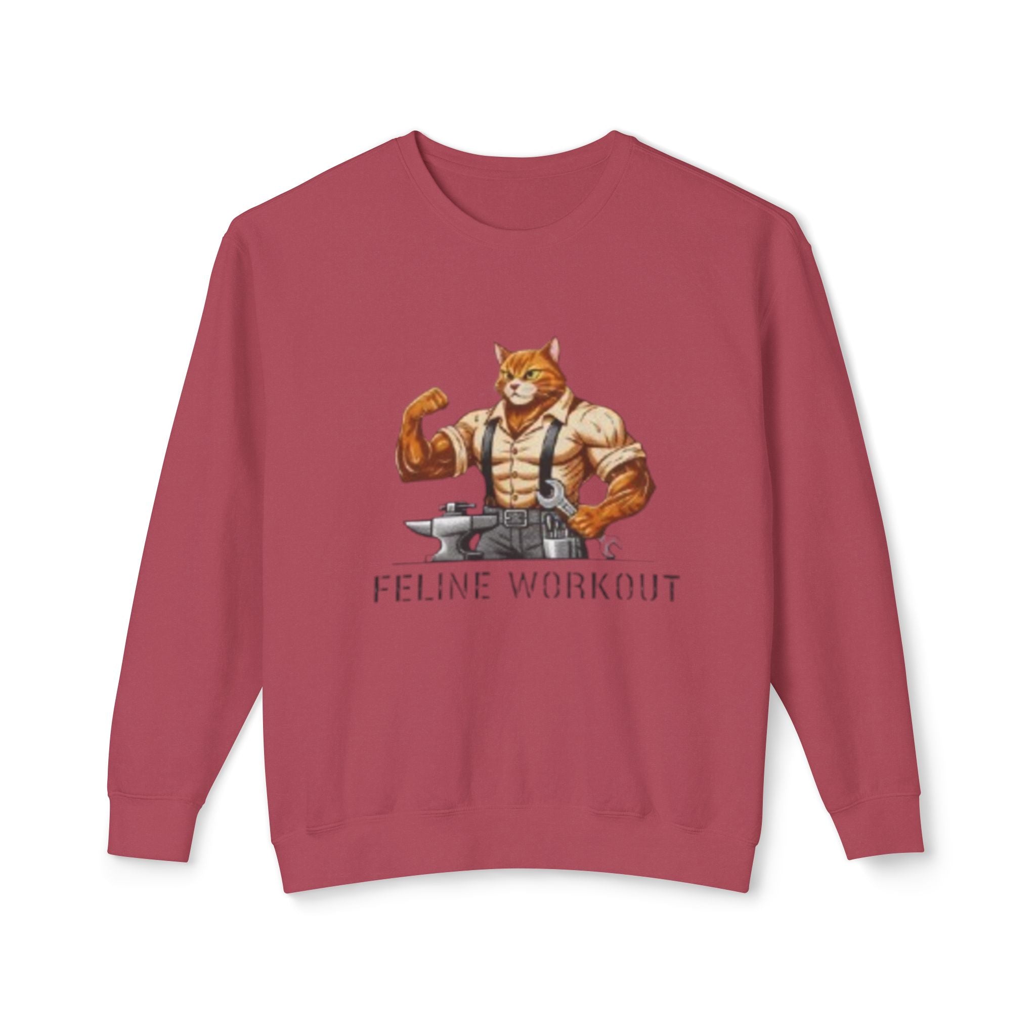 Muscular Cat Illustration Feline Workout Sweatshirt | Gym Cat Graphic