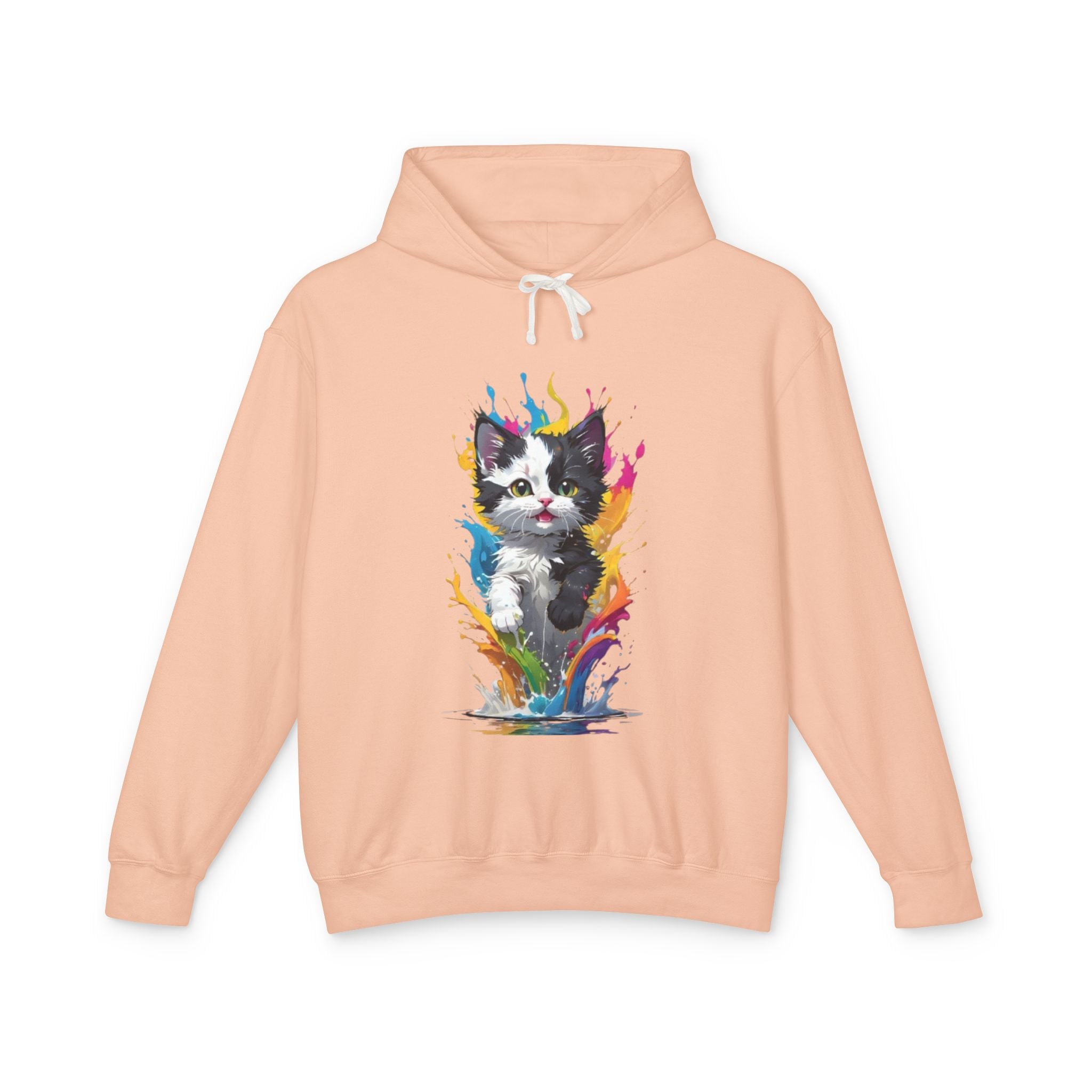 Color Splash Kitten Hoodie | Watercolor Cat Art, Paint Splash Pullover