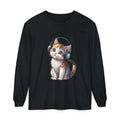 Calico Kitten with Headphones Long Sleeve T-Shirt | Cute Cat Graphic