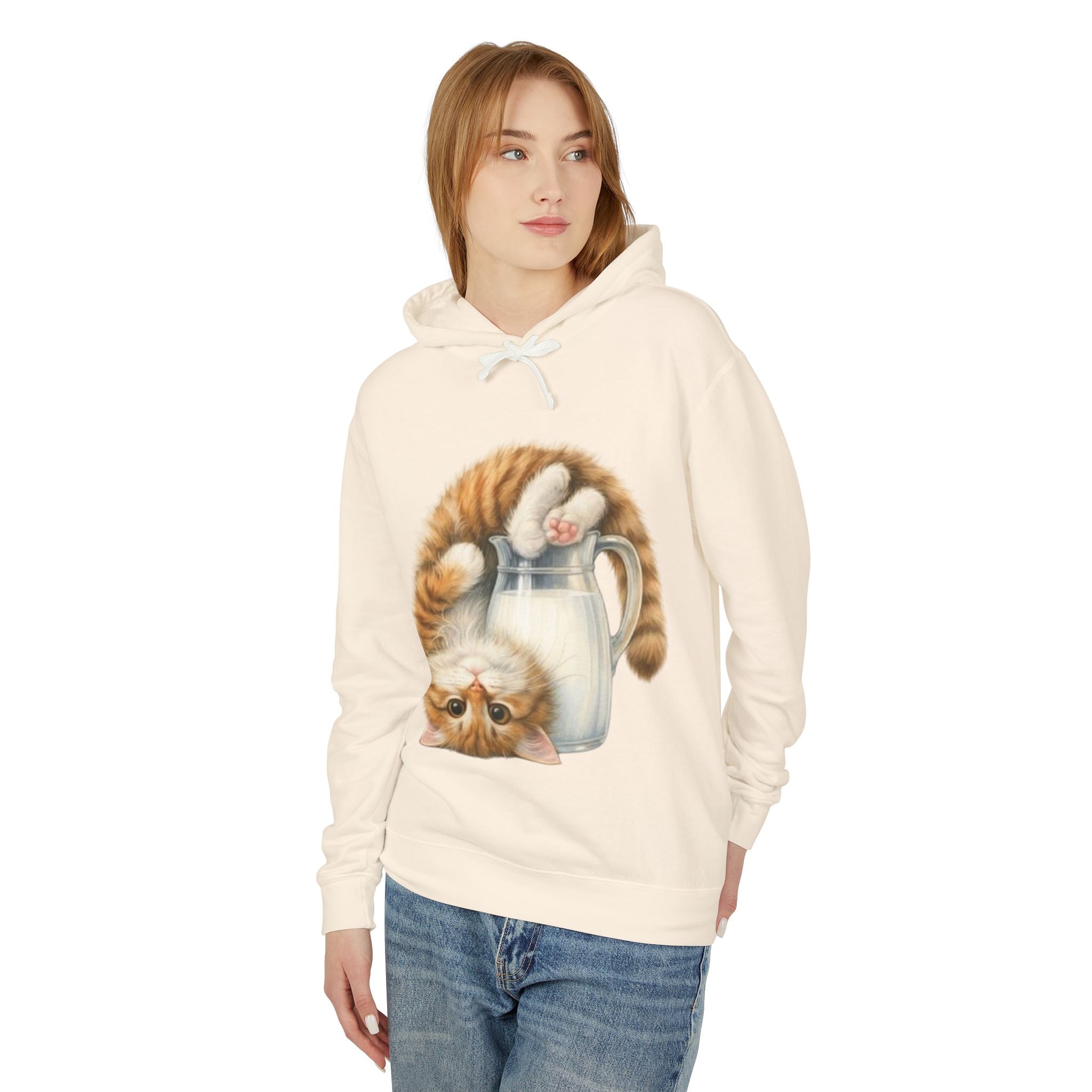 Cute Ginger Kitten in Milk Pitcher Hoodie
