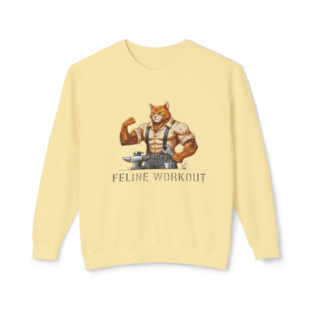 Muscular Cat Illustration Feline Workout Sweatshirt | Gym Cat Graphic