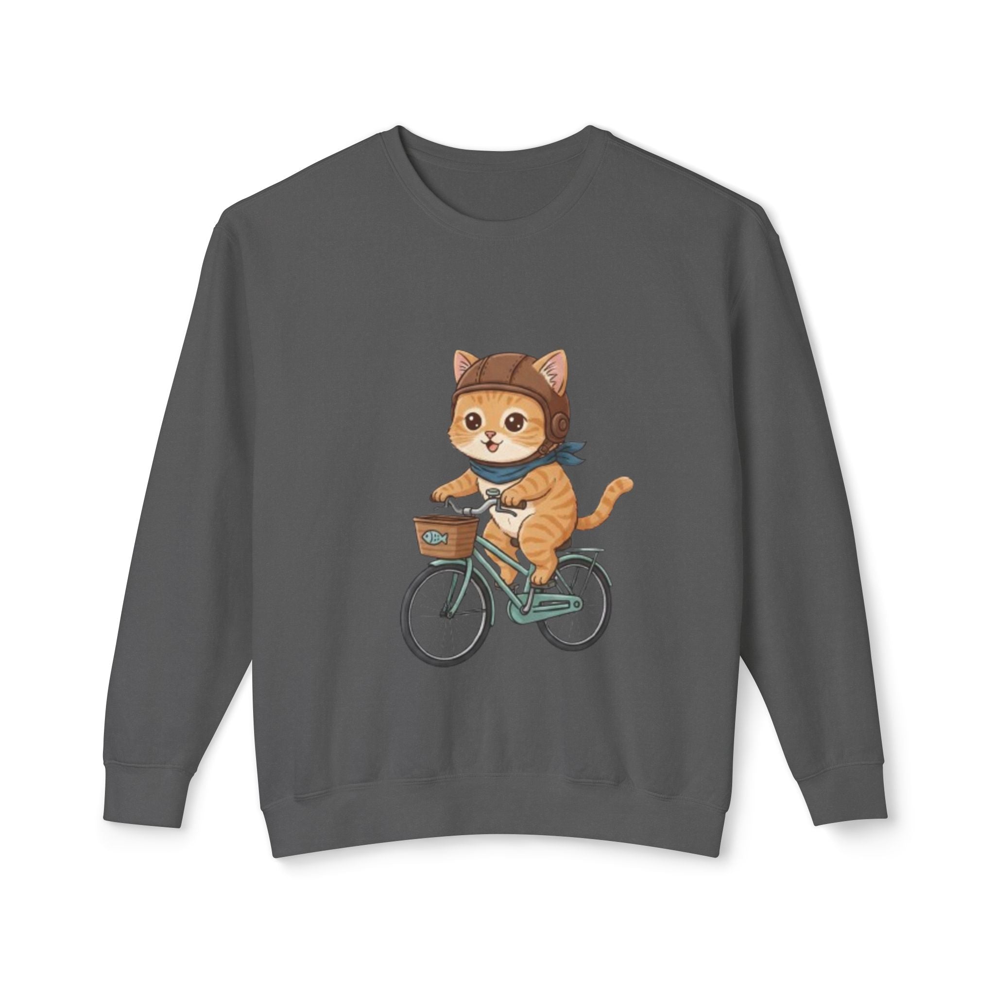 Cat on Bicycle Sweatshirt | Cute Kitten Cycling Illustration