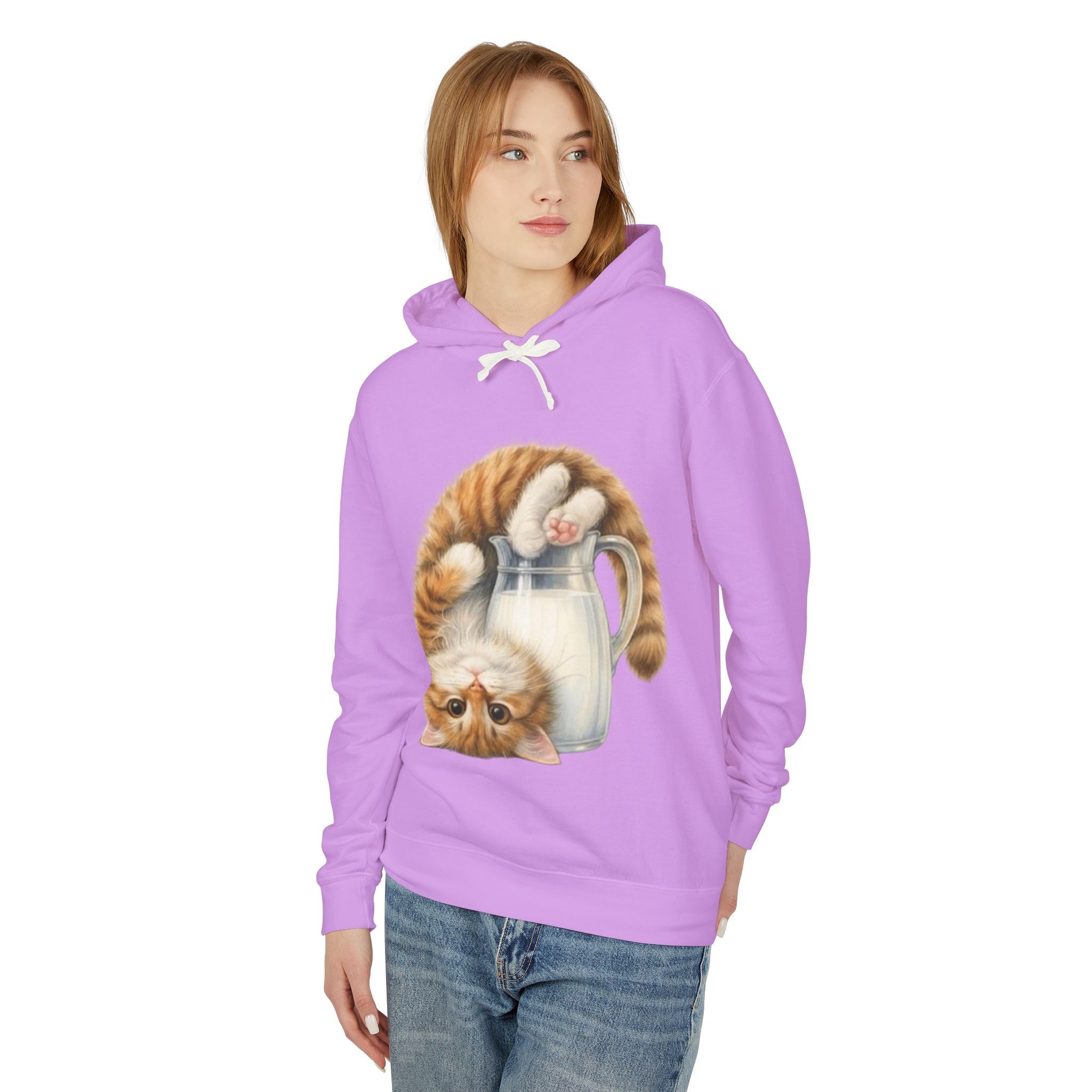 Cute Ginger Kitten in Milk Pitcher Hoodie