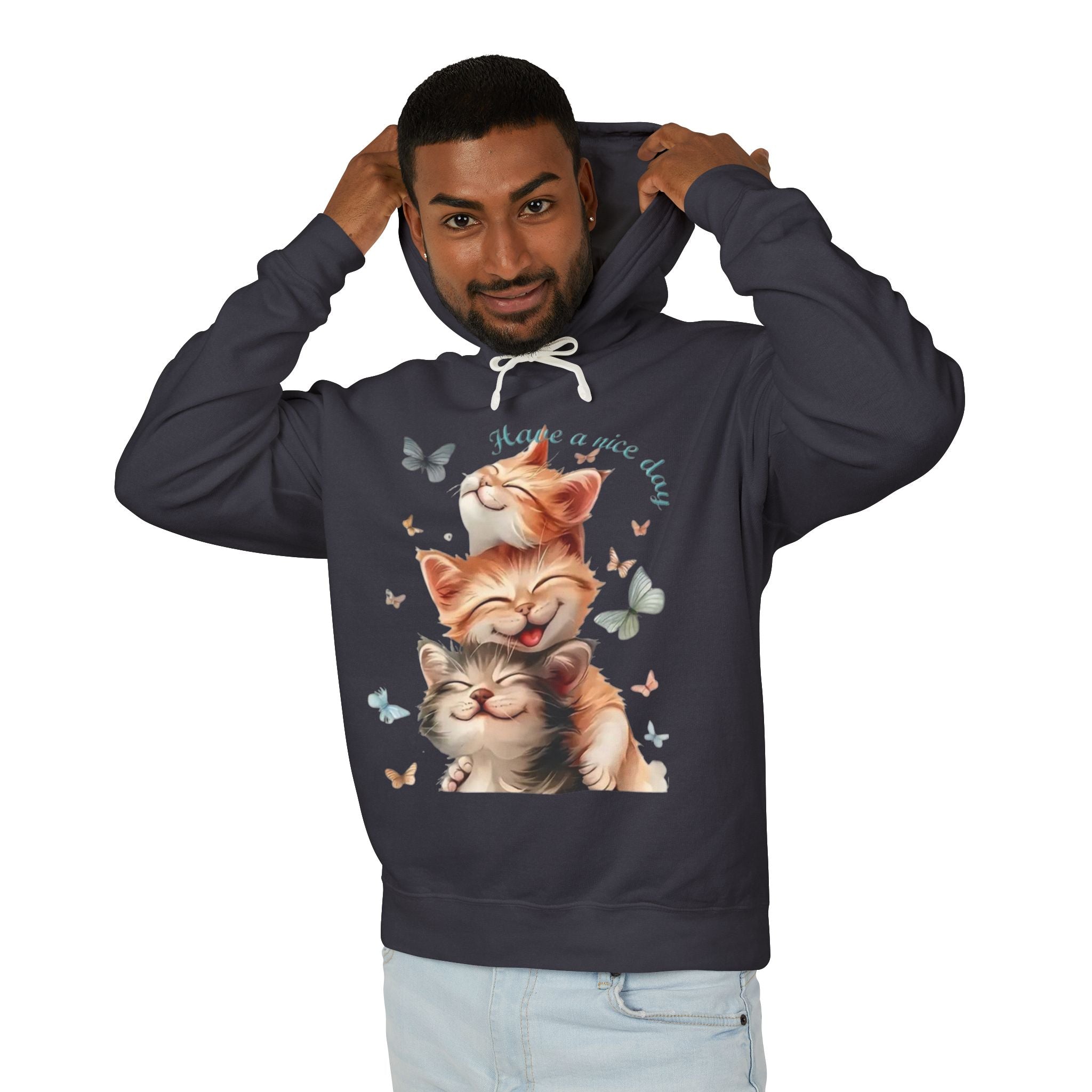 Cat Stack Hoodie – "Have a purrfect day" Cute Cat Graphic Hooded Sweatshirt