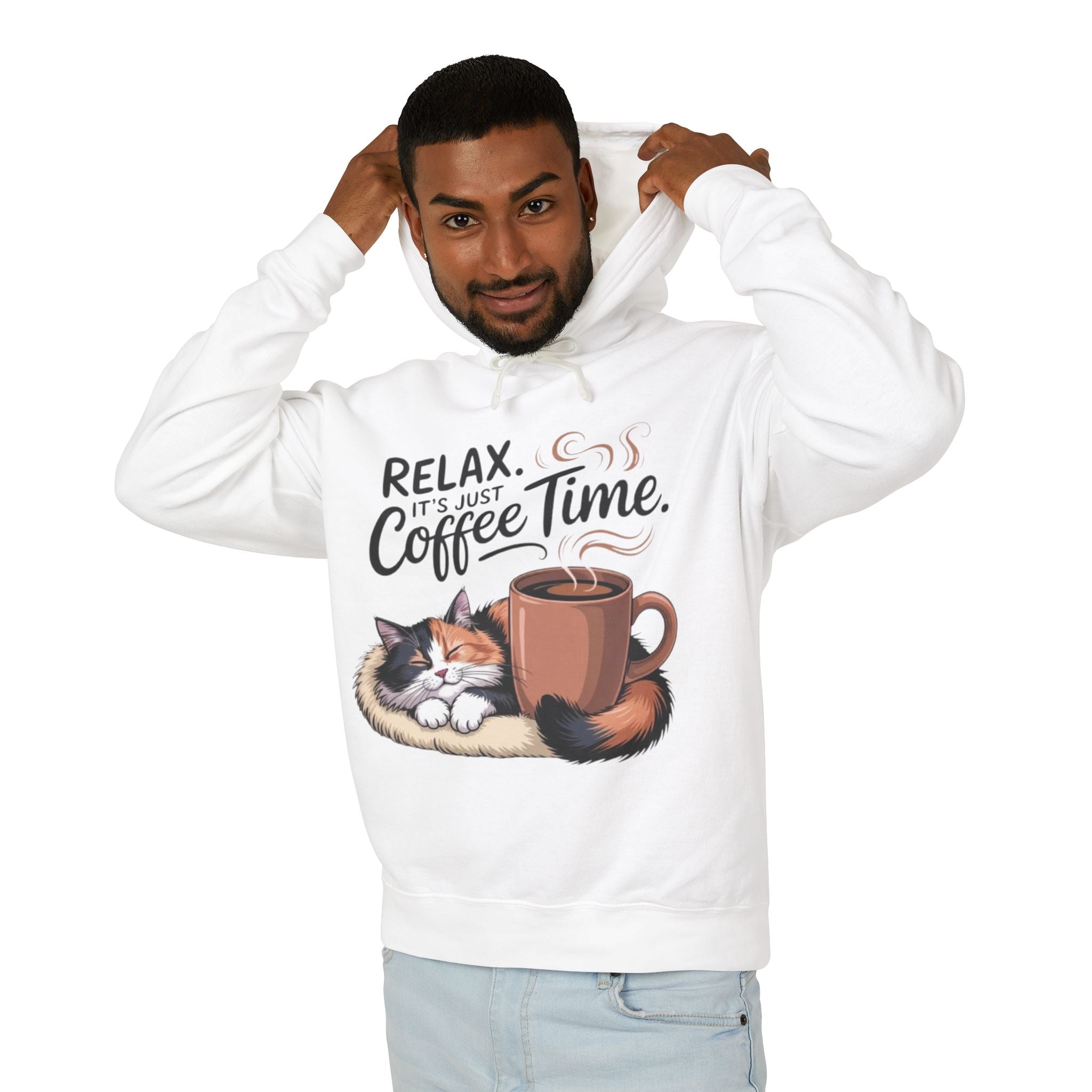 Relax, It's Just Coffee Time Hoodie — Cat & Coffee Cozy Pullover
