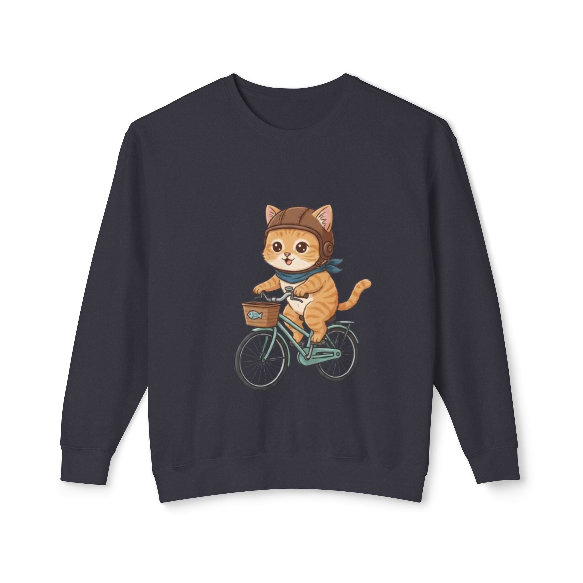 Cat on Bicycle Sweatshirt | Cute Kitten Cycling Illustration