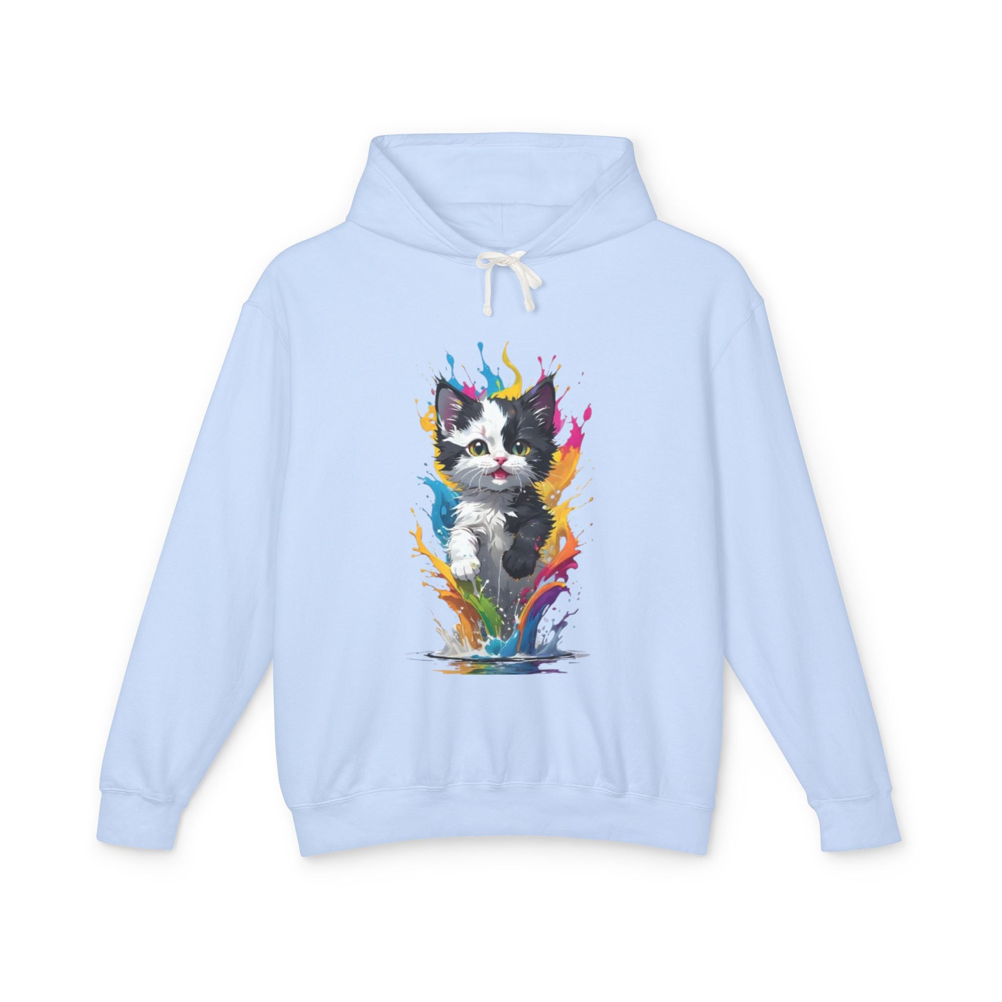 Color Splash Kitten Hoodie | Watercolor Cat Art, Paint Splash Pullover