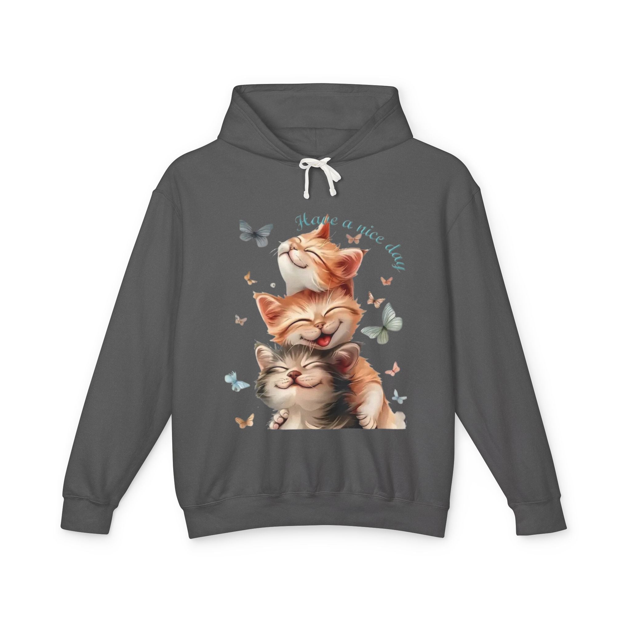 Cat Stack Hoodie – "Have a purrfect day" Cute Cat Graphic Hooded Sweatshirt