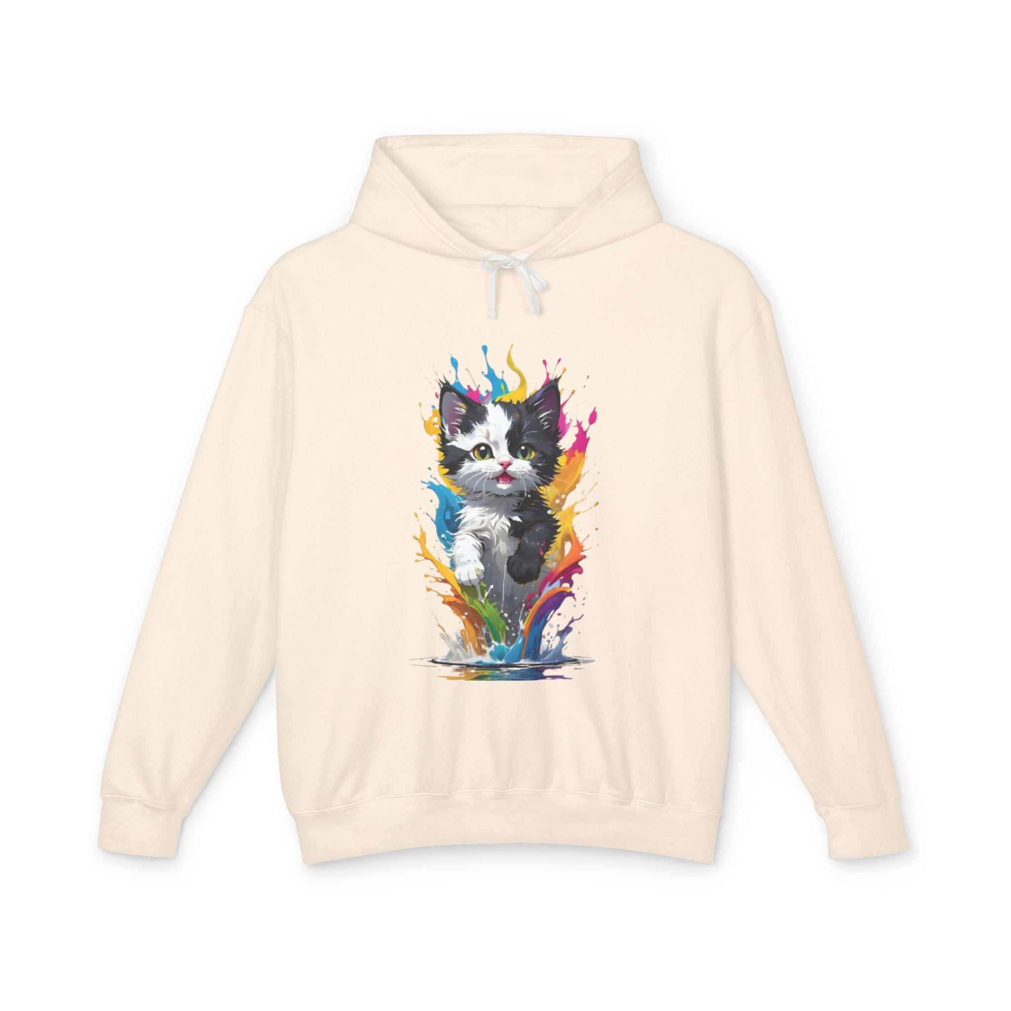 Color Splash Kitten Hoodie | Watercolor Cat Art, Paint Splash Pullover