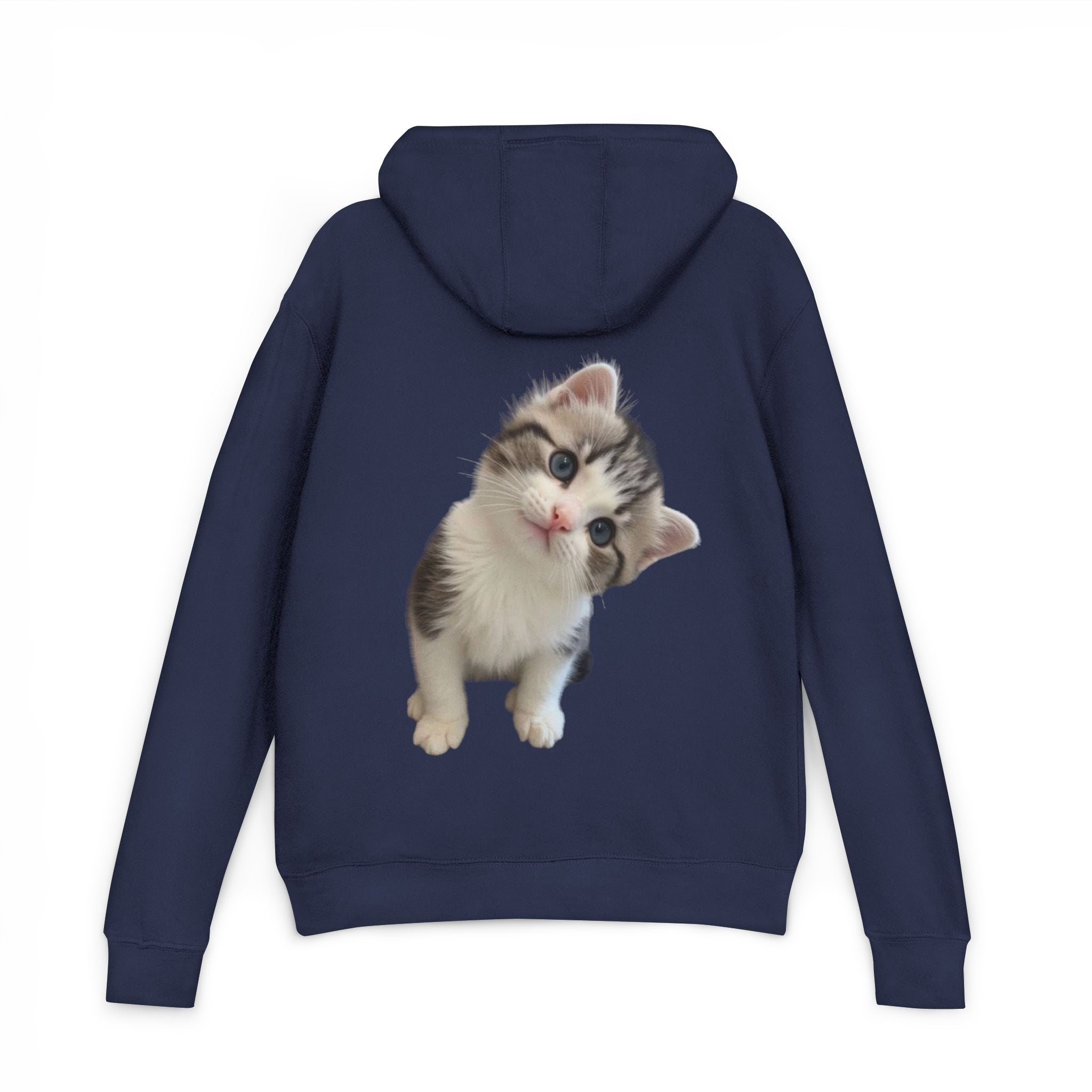 Cute Kitten Hoodie | Curious Tabby Cat Graphic on Back