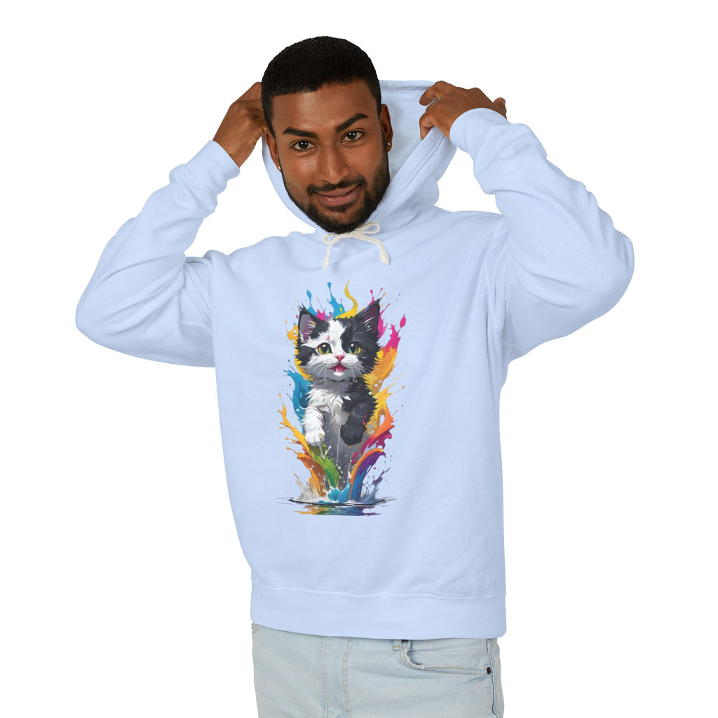 Color Splash Kitten Hoodie | Watercolor Cat Art, Paint Splash Pullover