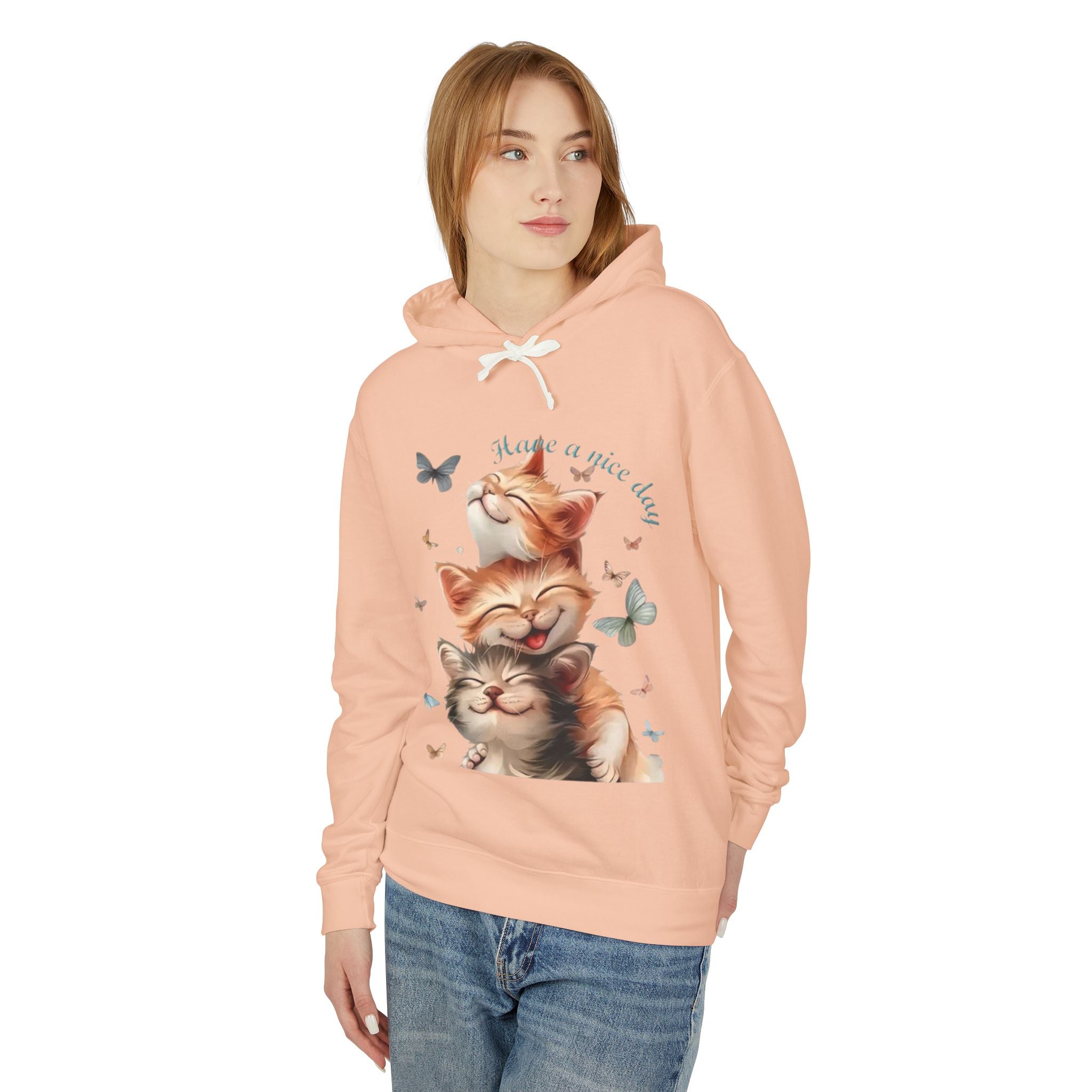 Cat Stack Hoodie – "Have a purrfect day" Cute Cat Graphic Hooded Sweatshirt