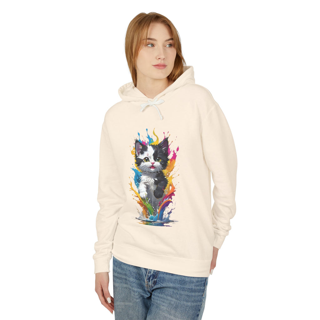 Color Splash Kitten Hoodie | Watercolor Cat Art, Paint Splash Pullover
