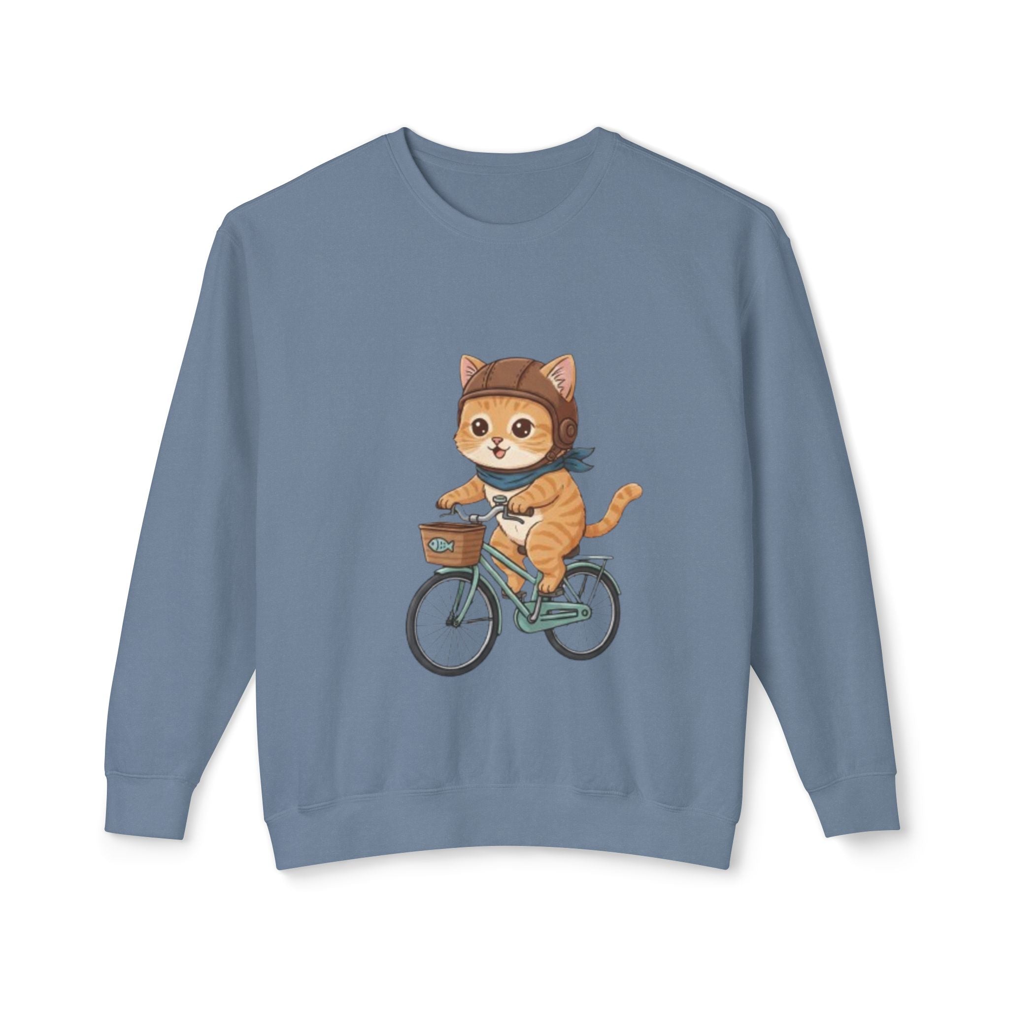 Cat on Bicycle Sweatshirt | Cute Kitten Cycling Illustration