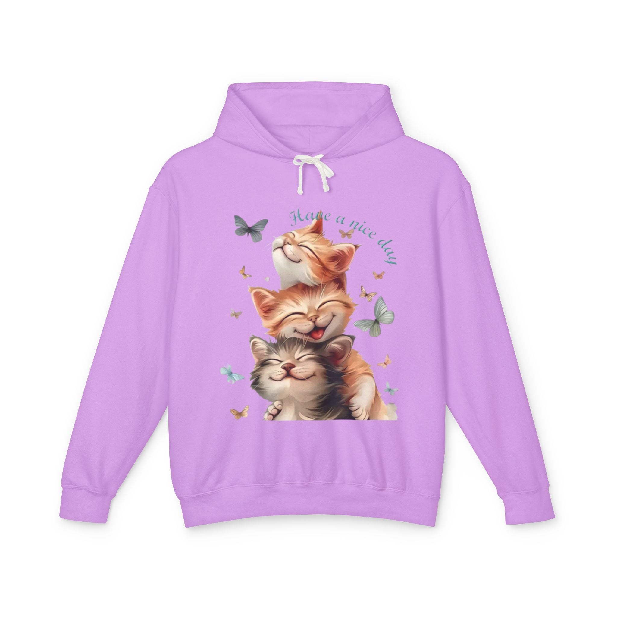 Cat Stack Hoodie – "Have a purrfect day" Cute Cat Graphic Hooded Sweatshirt