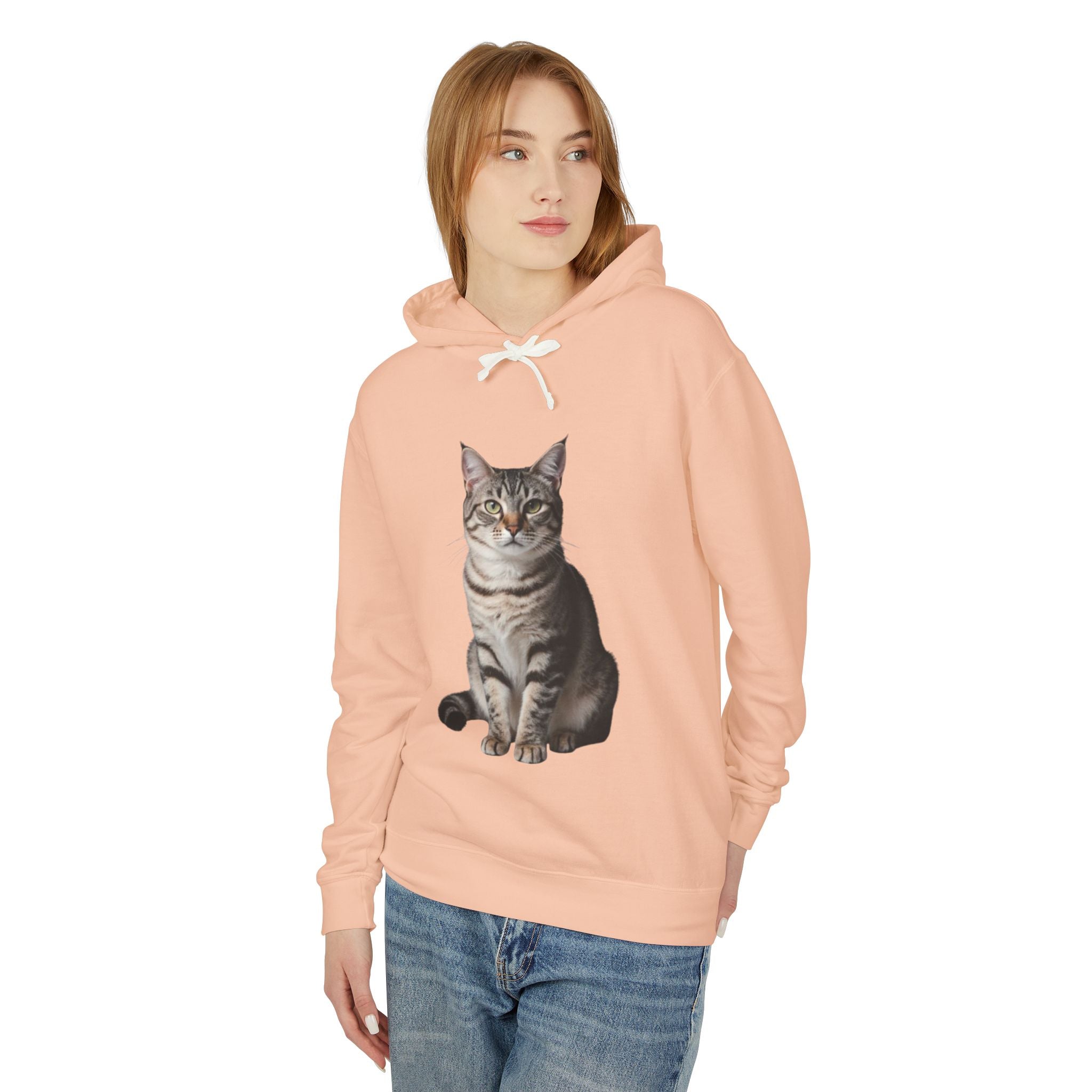Realistic Tabby Cat Illustration Hoodie | Cat Portrait Sweatshirt