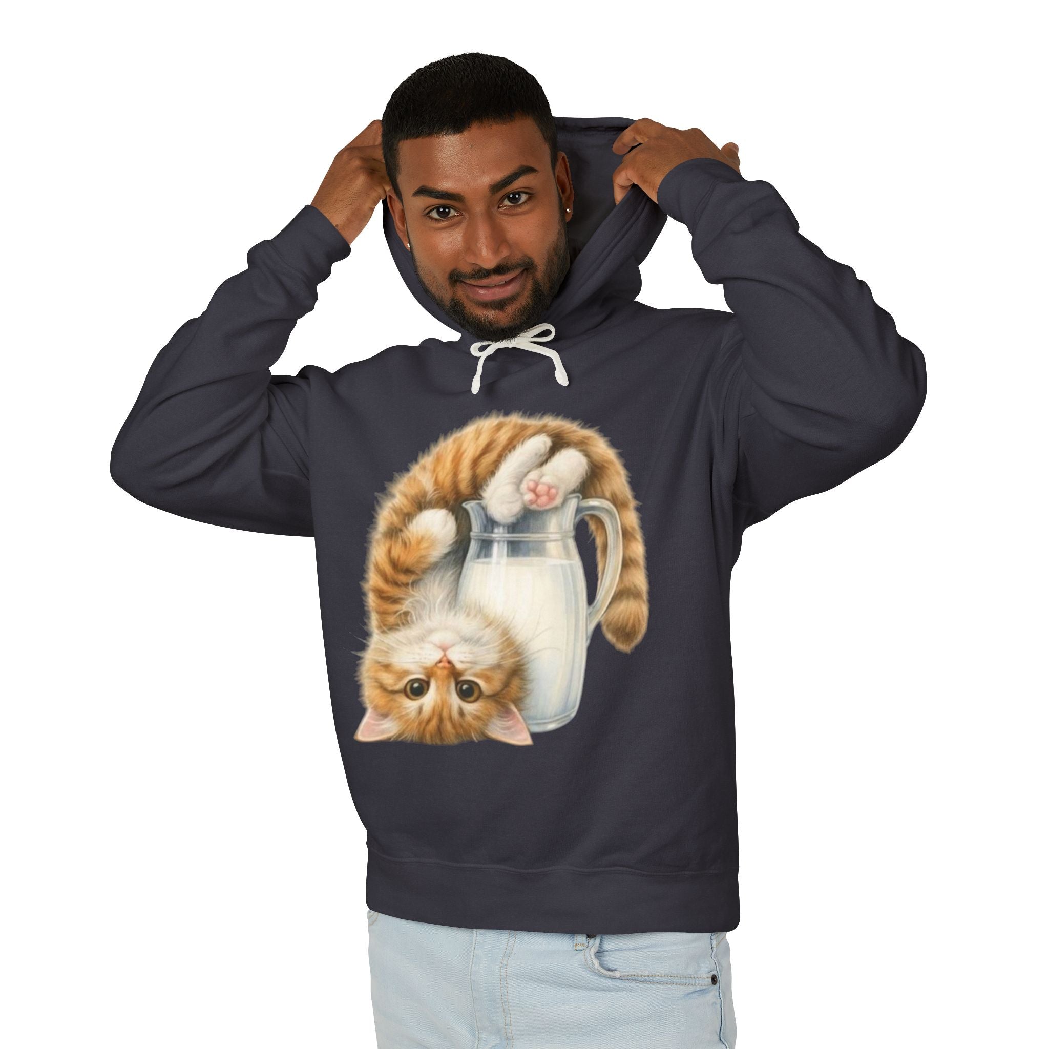 Cute Ginger Kitten in Milk Pitcher Hoodie