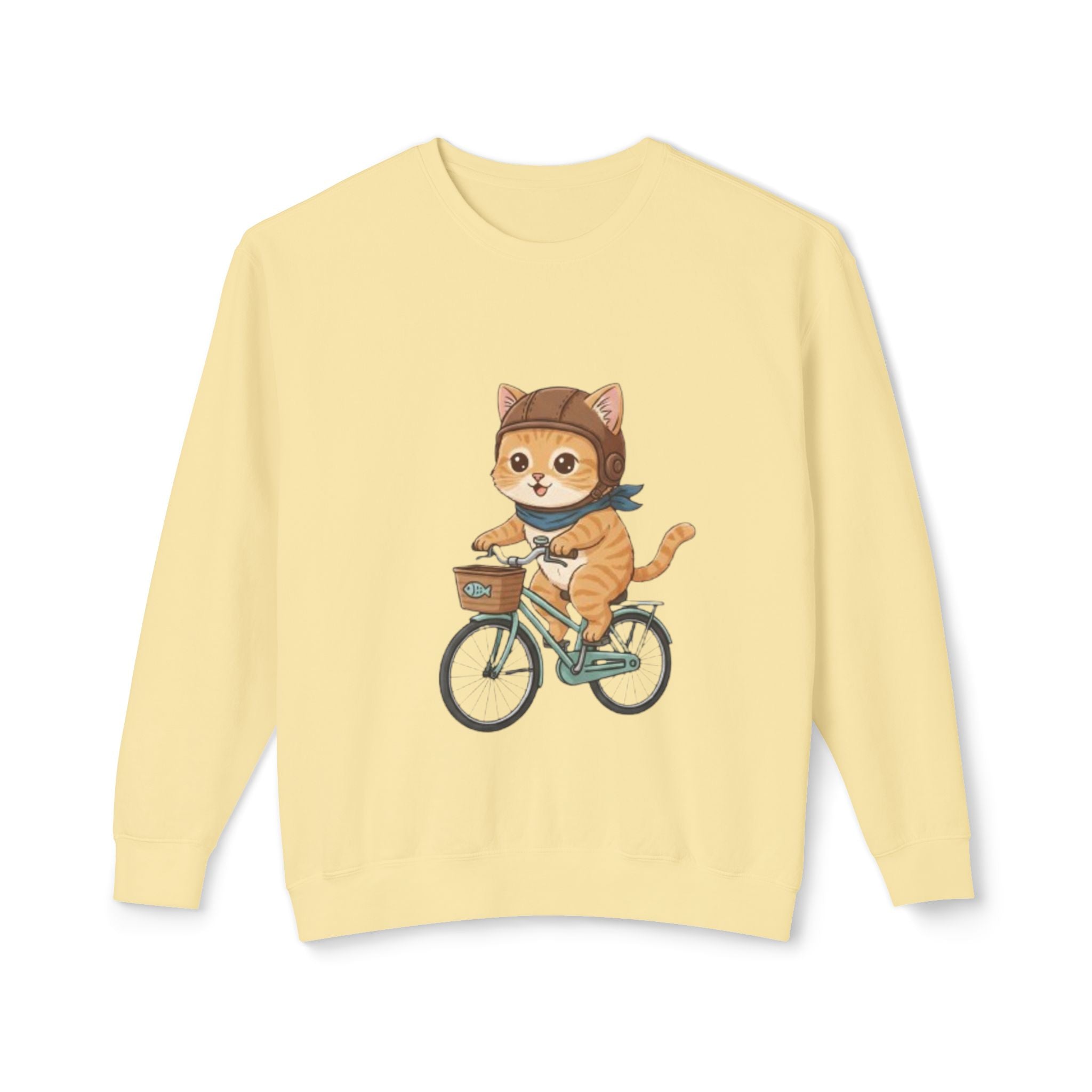 Cat on Bicycle Sweatshirt | Cute Kitten Cycling Illustration