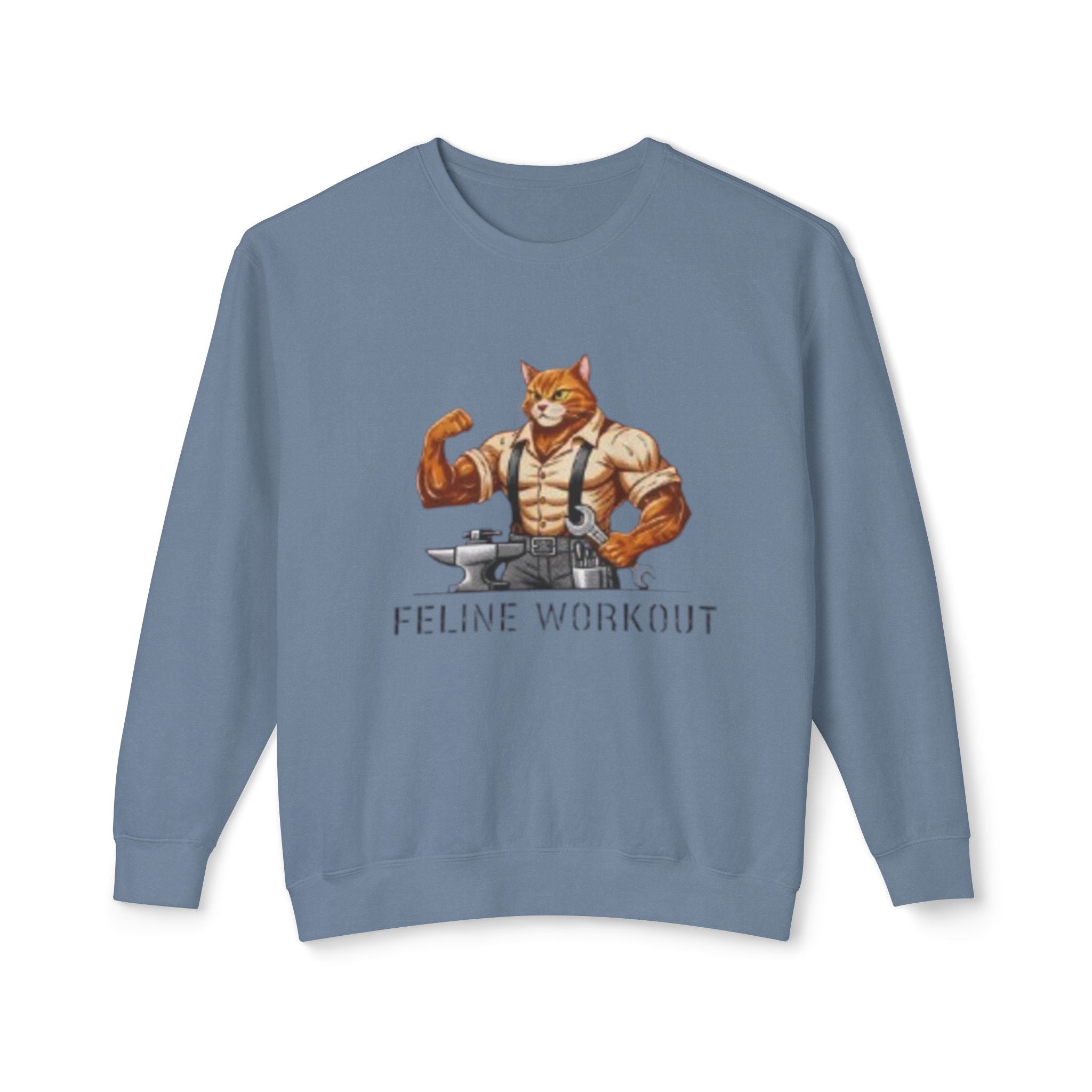 Muscular Cat Illustration Feline Workout Sweatshirt | Gym Cat Graphic