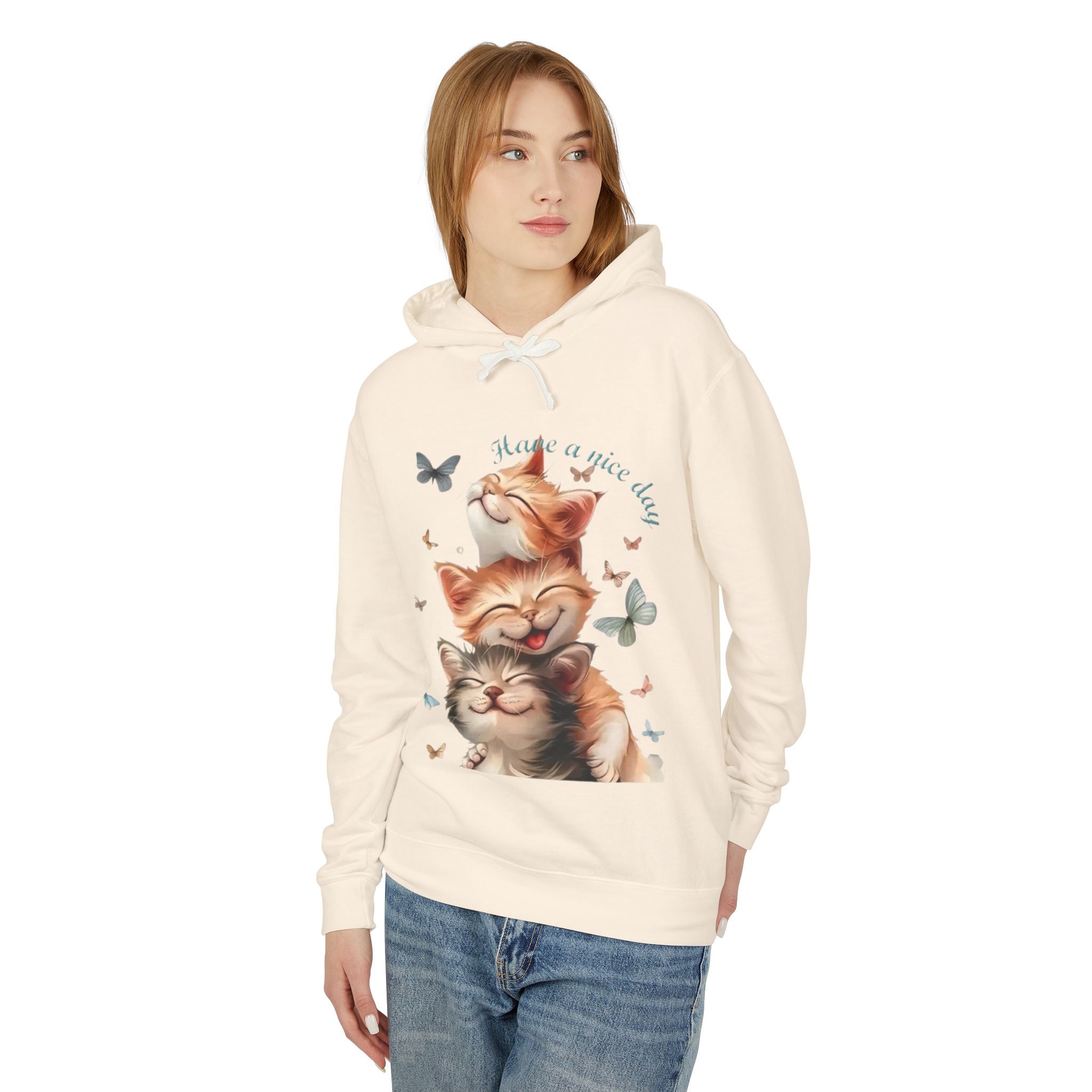 Cat Stack Hoodie – "Have a purrfect day" Cute Cat Graphic Hooded Sweatshirt
