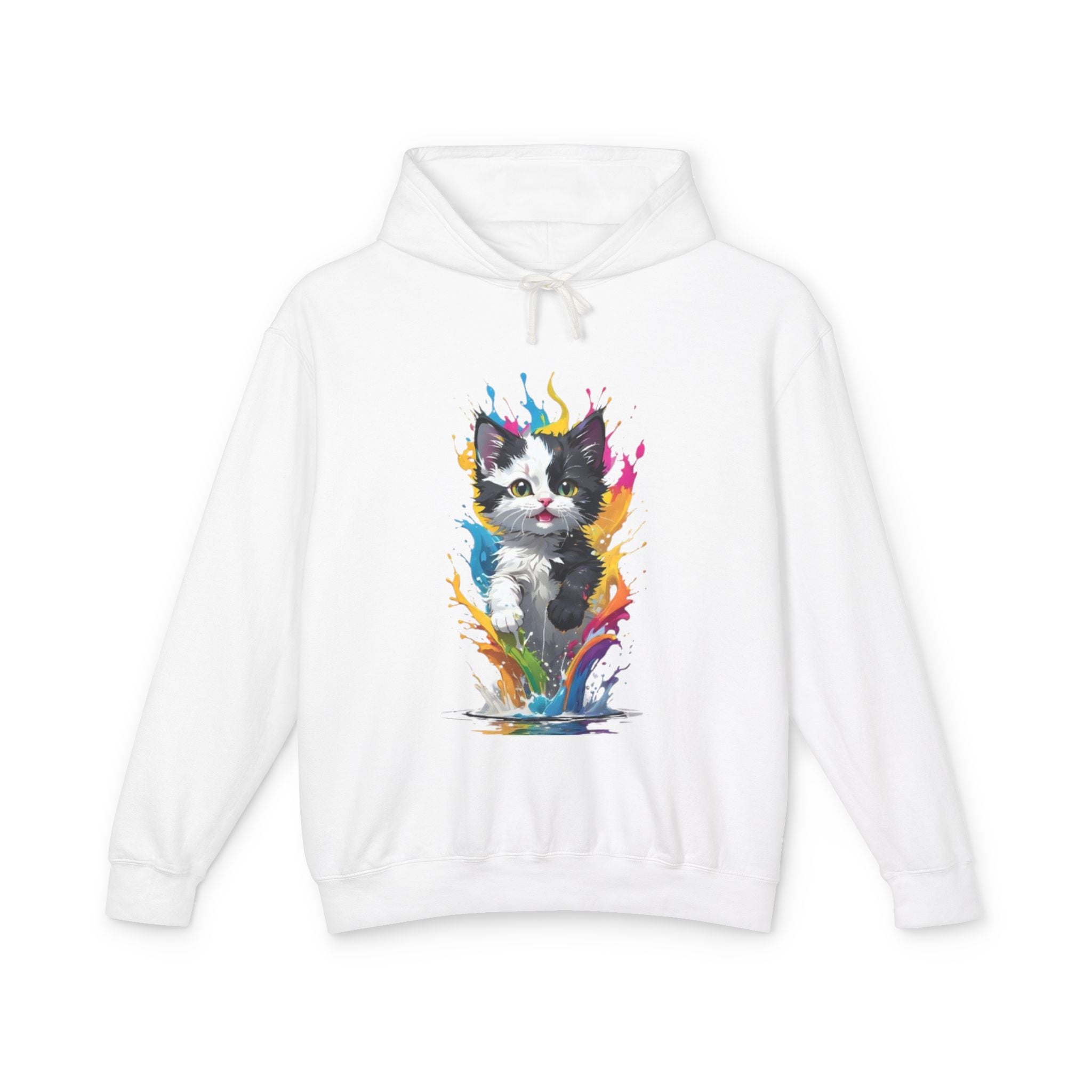 Color Splash Kitten Hoodie | Watercolor Cat Art, Paint Splash Pullover