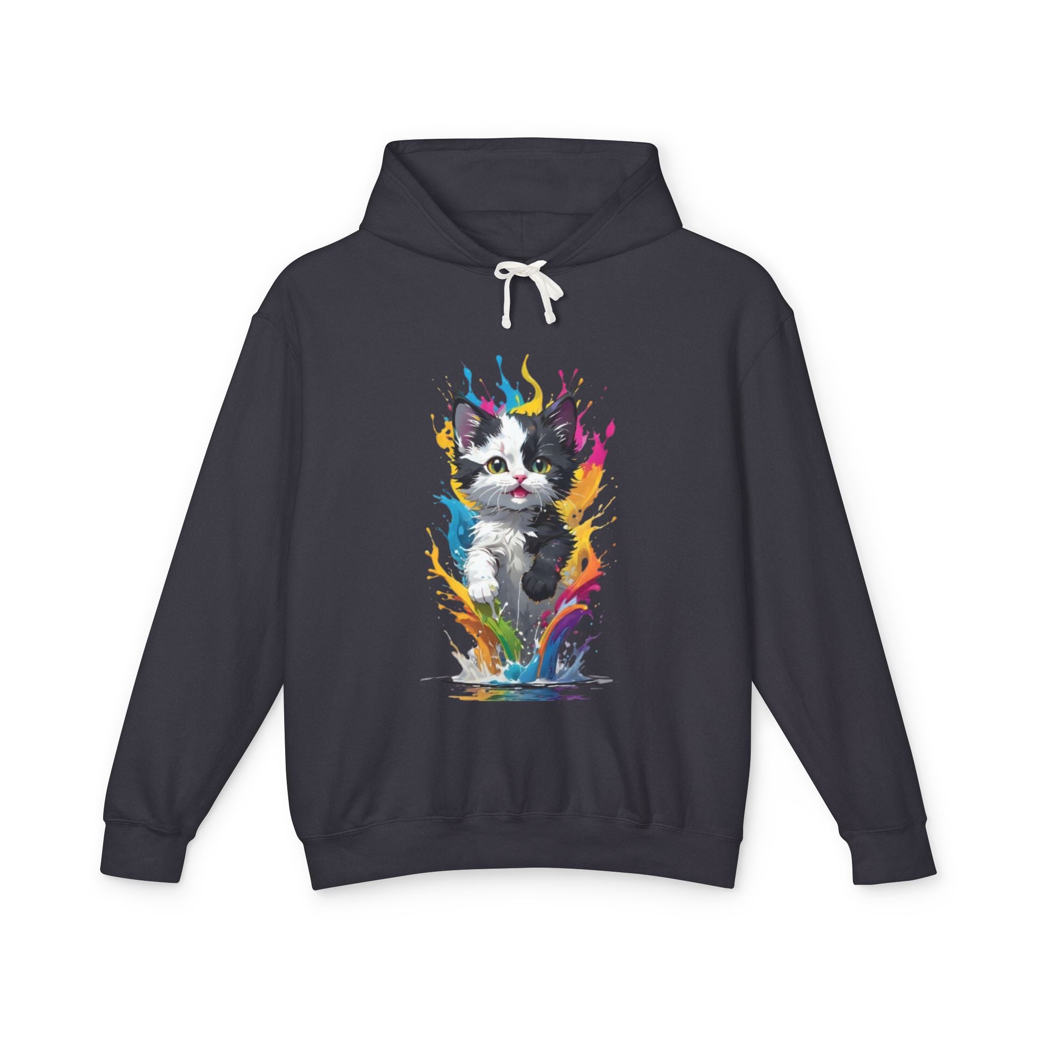 Color Splash Kitten Hoodie | Watercolor Cat Art, Paint Splash Pullover